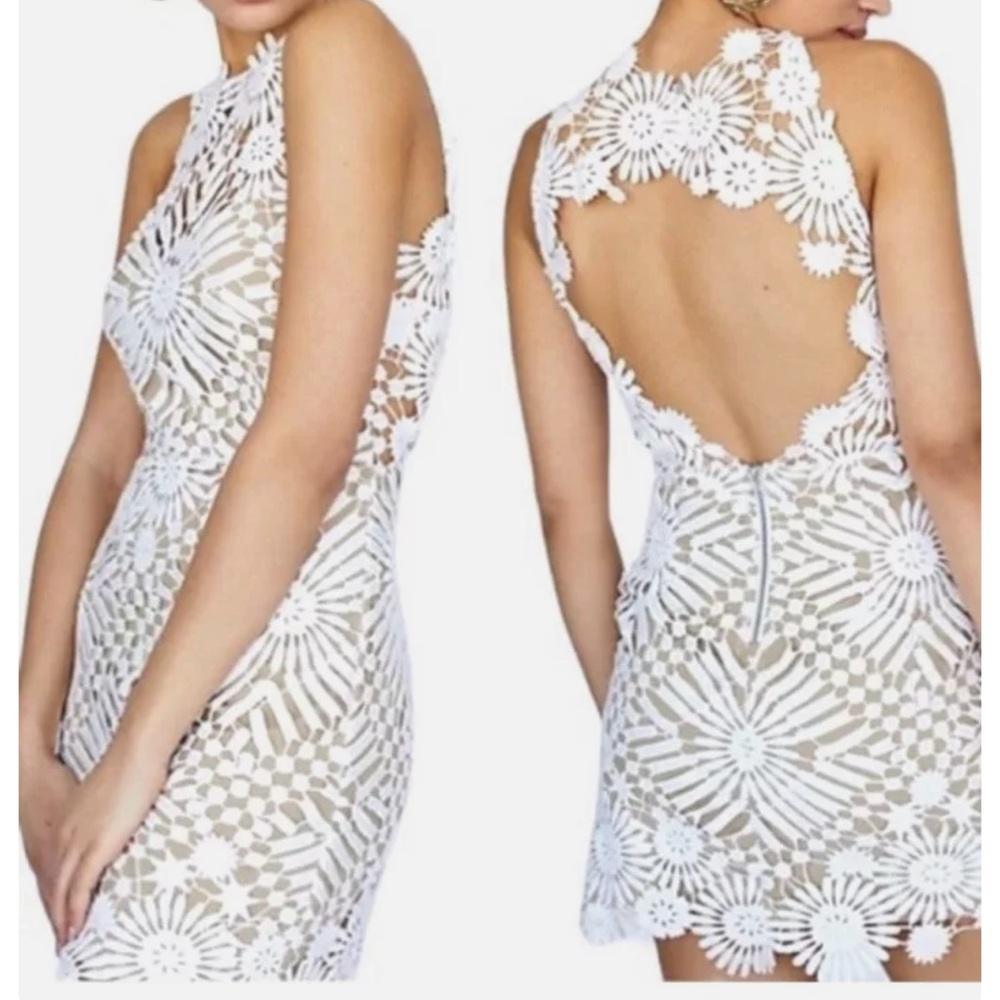 Saylor x Free People White Flower Crochet Dress